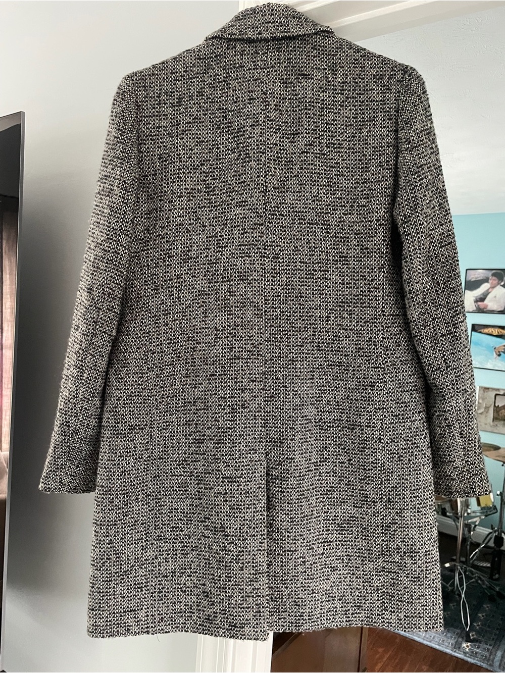 J. Crew tweed top coat size 4 gray black H1493 lined collared nwt - Picture 6 of 11